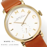 Marc Jacobs Baker White Dial Brown Leather Strap Watch for Womern - MBM1316