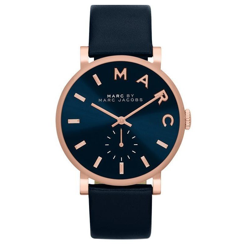 Marc Jacobs Baker Navy Blue Dial Navy Blue Leather Strap Watch for