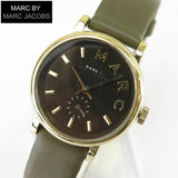 Marc Jacobs Baker Olive Dial Olive Leather Strap Watch for Women - MBM1330