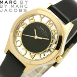 Marc Jacobs Henry Black Skeleton Dial Black Leather Strap Watch for Women - MBM1340