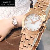 Marc Jacobs Mini Amy White Dial Rose Gold Stainless Steel Strap Watch for Women - MBM3078