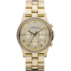 Marc Jacobs Henry Champagne Dial Gold Stainless Steel Strap Watch for Women - MBM3105