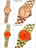 Marc Jacobs Henry Dinky Orange Dial Gold Stainless Steel Strap Watch for Women - MBM3202