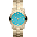 Marc Jacobs Amy Turquoise Dial Gold Stainless Steel Strap Watch for Women - MBM3220