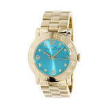 Marc Jacobs Amy Dinky Turquoise Dial Gold Stainless Steel Strap Watch for Women - MBM3229