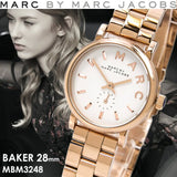 Marc Jacobs Baker White Dial Rose Gold Stainless Steel Watch for Women - MBM3248