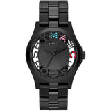 Marc Jacobs Henry Black Skeleton Dial Black Silver Stainless Steel Strap Watch for Women - MBM3265