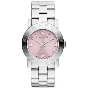 Marc Jacobs Amy Life Pink Dial Silver Stainless Steel Strap Watch for Women - MBM3300