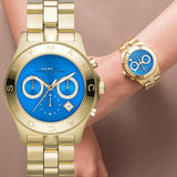 Marc Jacobs Blade Blue Dial Gold Stainless Steel Strap Watch for Women - MBM3307
