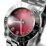 Marc Jacobs Amy Red Dial Silver Stainless Steel Strap Watch for Women - MBM3333