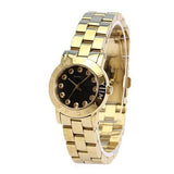 Marc Jacobs Amy Black Dial Gold Stainless Steel Strap Watch for Women - MBM3336