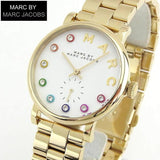 Marc Jacobs Baker White Dial Gold Stainless Steel Strap Watch for Women - MBM3440