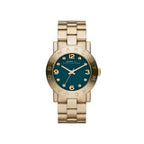 Marc Jacobs Amy Green Dial Gold Stainless Steel Strap Watch for Women - MBM8619