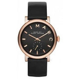 Marc Jacobs Baker Black Dial Black Leather Strap Watch for Women - MBM8633