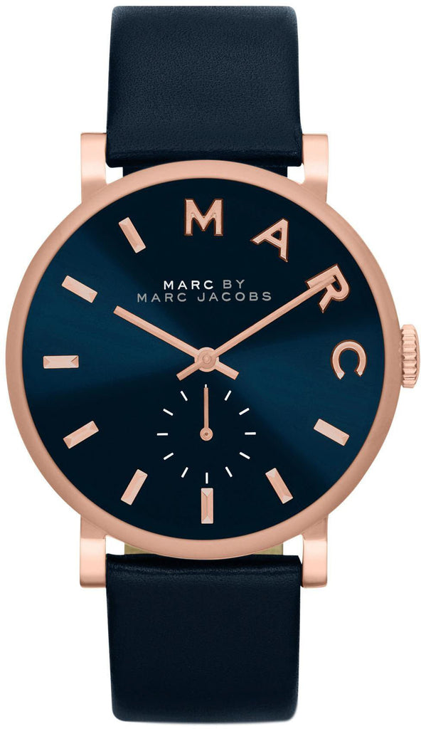 Marc Jacobs Baker Navy Blue Dial Navy Blue Leather Strap Watch for