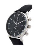 Emporio Armani Gianni Chronograph Black Dial Black Leather Strap Watch For Men - AR0397