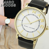 Marc Jacobs Roxy White Dial Black Leather Strap Watch for Women - MJ1532