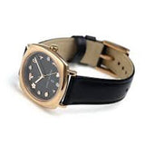 Marc Jacobs Mandy Black Dial Black Leather Strap Watch for Women - MJ1565