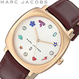 Marc Jacobs Mandy White Dial Brown Leather Strap Watch for Women - MJ1598