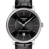 Tissot Carson Premium Powermatic 80 Black Dial Black Leather Strap Watch For Men - T122.407.16.051.00