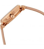 Emporio Armani Meccanico Silver Skeleton Dial Beige Leather Strap Watch For Women - AR60001
