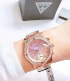 Guess Confetti Pink Dial Rose Gold Stainless Steel Watch For Women - W0774L3