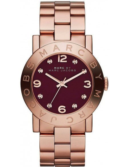 Marc Jacobs Amy Purple Dial Rose Gold Stainless Steel Strap Watch