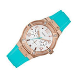 Guess Jet Setter White Dial Turquoise Silicone Strap Watch For Women - W0564L3