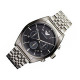 Emporio Armani Franco Black Dial Silver Steel Strap Watch For Men - AR0373