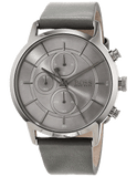 Hugo Boss Architectural Grey Dial Grey Leather Strap Watch for Men - 1513570