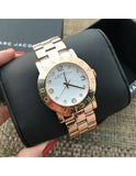 Marc Jacobs Amy White Dial Rose Gold Stainless Steel Strap Watch for Women - MBM3077