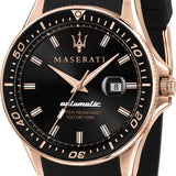 Maserati SFIDA Automatic Black Dial Black Rubber Strap Watch For Men - R8821140001