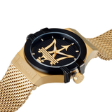 Maserati Potenza Quartz Black Dial Gold Mesh Bracelet Watch For Men - R8853108006