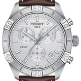 Tissot PR 100 Sport Quartz Chronograph Silver Dial Brown Leather Strap Watch For Men - T101.617.16.031.00