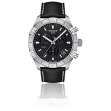 Tissot PR 100 Sport Quartz Chronograph Black Dial Black Leather Strap Watch For Men - T101.617.16.051.00