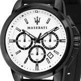 Maserati Successo 44mm White Dial Black Silicone Strap Watch For Men - R8871621010