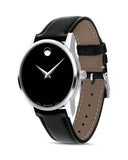 Movado Museum Classic Black Dial Black Leather Strap Watch For Women - 0607015