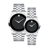 Movado Museum Classic Black Dial Silver Steel Strap Watch For Women - 0606505