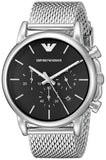 Emporio Armani Luigi Chronograph Black Dial Silver Mesh Bracelet Watch For Men - AR1811