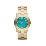 Marc Jacobs Amy Green Dial Gold Stainless Steel Strap Watch for Women - MBM8624