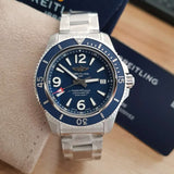 Breitling Superocean Automatic 42mm Blue Dial Silver Steel Strap Watch for Men - A17366D81C1A1