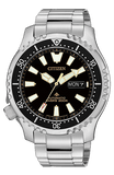 Citizen Promaster 200M Diver Fugu Asian Limited Edition Black Dial Silver Steel Strap Watch For Men - NY0090-86E