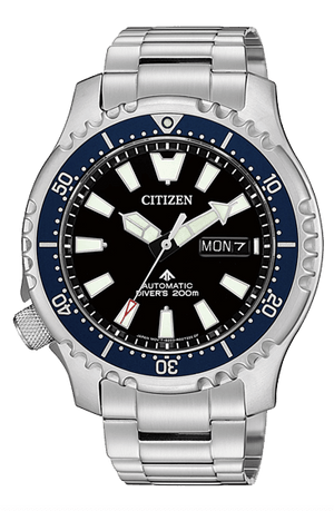 Citizen Promaster Fugu Limited Edition Diver's 200m Automatic Black Dial Silver Steel Strap Watch For Men - NY0098-84E