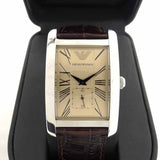 Emporio Armani Classic Beige Dial Brown Leather Strap Watch For Men - AR0154