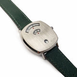 Gucci Grip Quartz Silver Dial Green Leather Strap Unisex Watch - YA157406