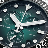 Tissot Seastar 1000 Chronograph Green Dial Silver Mesh Bracelet Watch For Men - T120.417.11.091.00