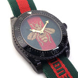 Gucci Dive Green & Red Dial Green & Red Nylon Strap Watch For Men - YA136216