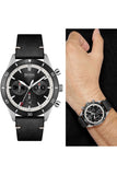 Hugo Boss Chronograph Black Dial Black Leather Strap Watch for Men - 1513864
