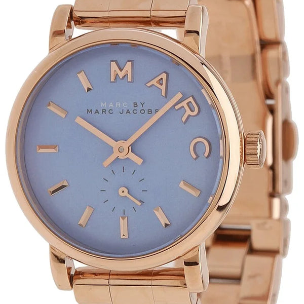 Marc Jacobs Mini Baker Blue Dial Rose Gold Stainless Steel Strap Watch for Women - MBM3285