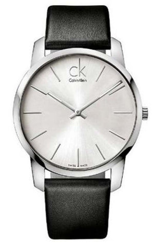 Calvin Klein City White Dial Black Leather Strap Watch For Men - K2G211C6